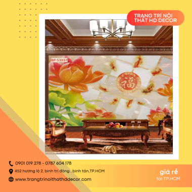 TRANH DÁN TƯỜNG GIẢ NGỌC HOA SEN - SỰ LỰA CHỌN HOÀN HẢO CHO KHÔNG GIAN SỐNG THANH TỊNH 